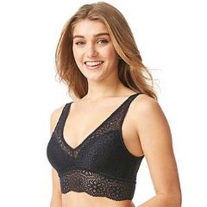 Bralette, lace plunge wireless black